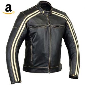 Australian Bikers Gear Retro Style 'The Bonnie' - Chaqueta de moto, Negro / Blanco